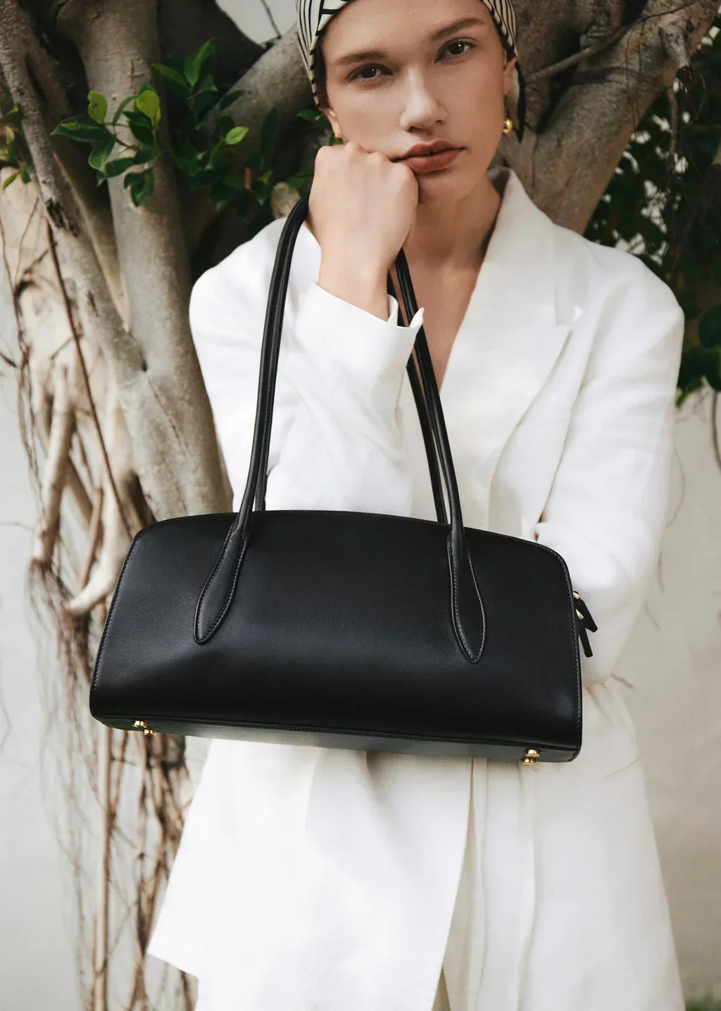 Gabrielle East-West Shoulder Bag - Brown Suede